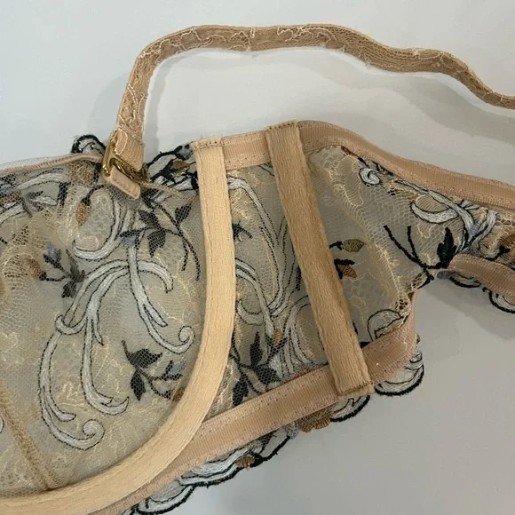 La Perla Altea Wired Lace Bralette 36C Nude NWT Embroidered Lingerie
